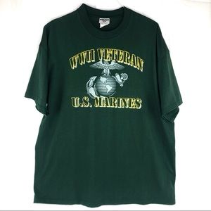 Men’s WWII Veteran US Marines Size 2X Green T-Shirt